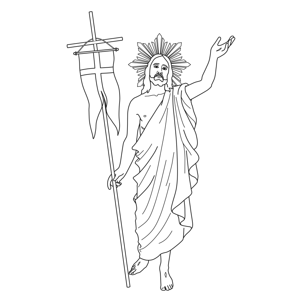 Jesus Risen Vector Image Risen Jesus Christ | Free Download Monochrome Contour Vector in EPS