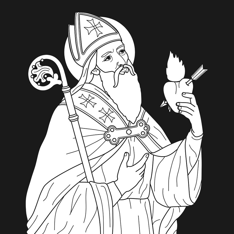 Saint Augustine of Hippo | Free download monochrome outline vector in EPS