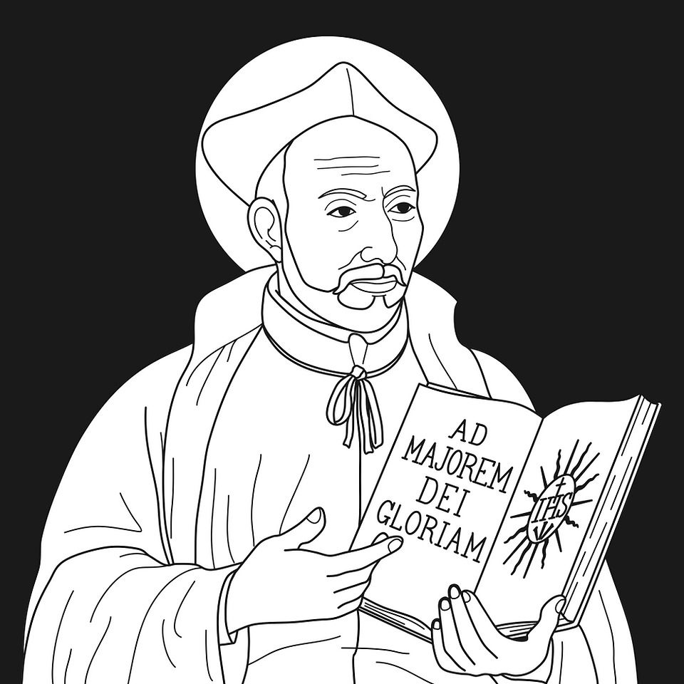  Saint Ignatius of Loyola | Free Download Monochrome Outline Vector Backgroundless in EPS