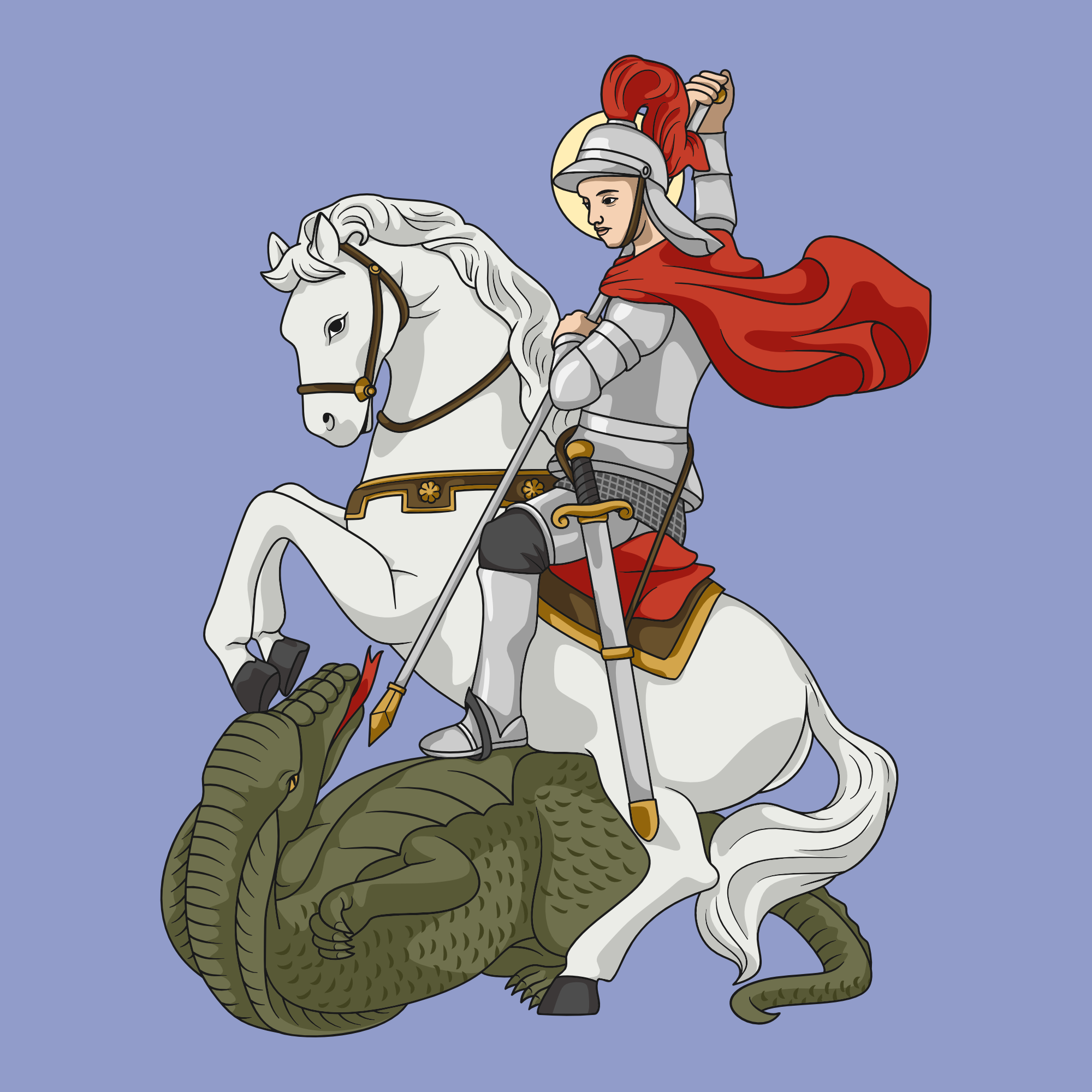 São Jorge de Capadócia Ilustração Vetorial Colorida