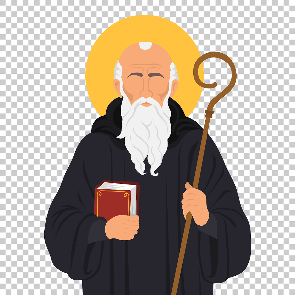 Miniatura: São Bento de Núrsia Ilustração Vetorial Minimalista