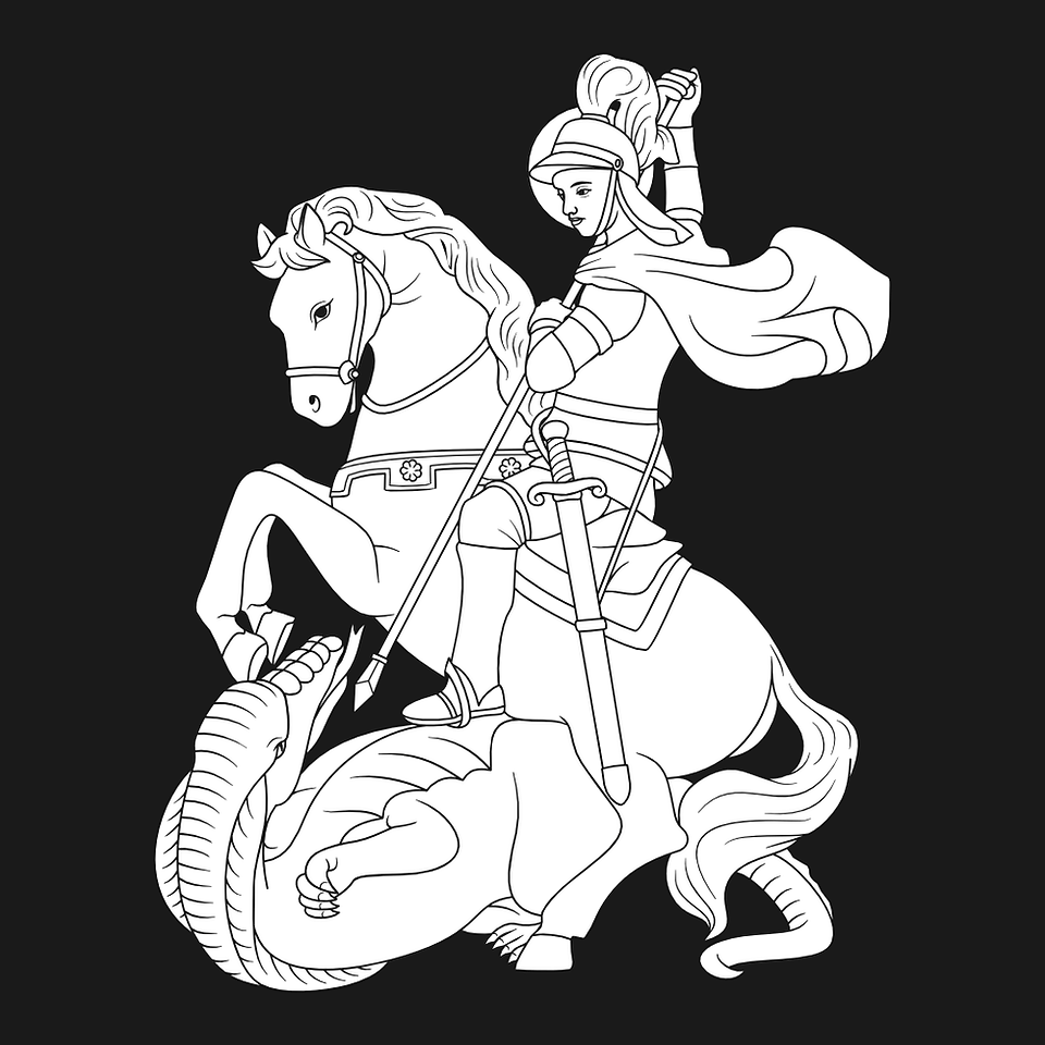  Saint George of Cappadocia | Free Download Monochrome Outline Vector in EPS