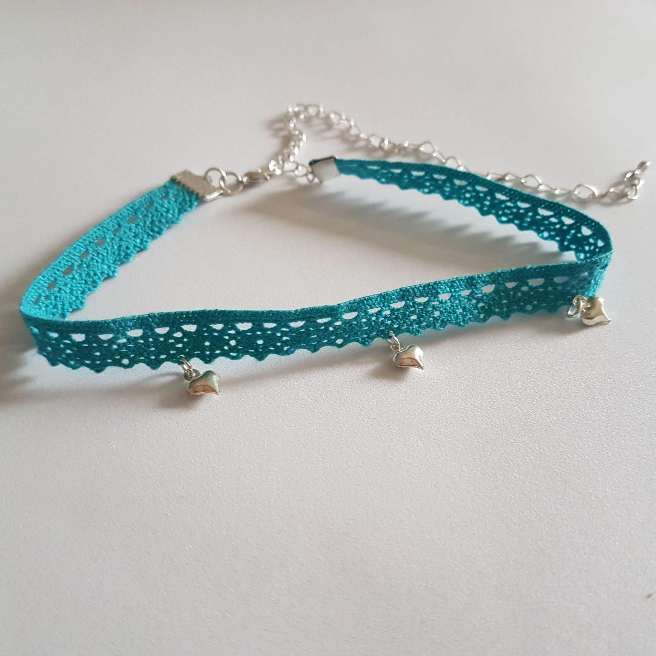 Lacey Blue Love Heart Choker Necklace