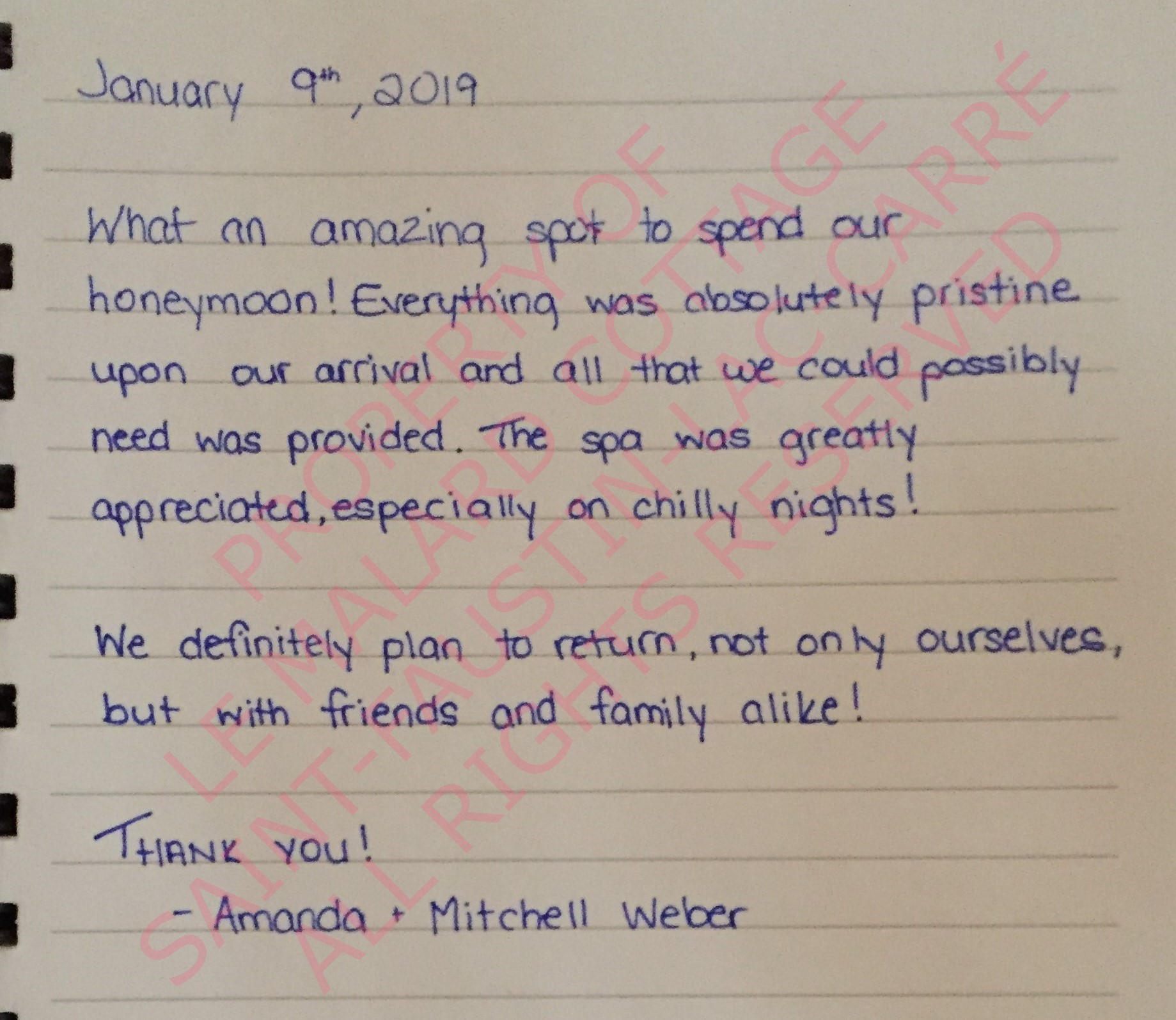 Testimonial | Le Malard Cottage