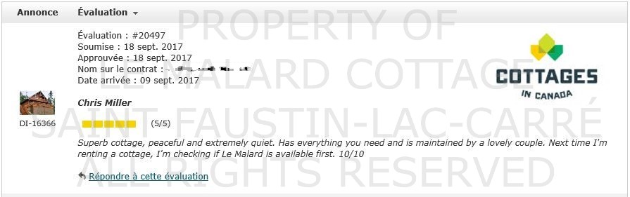 Testimonial | Le Malard Cottage