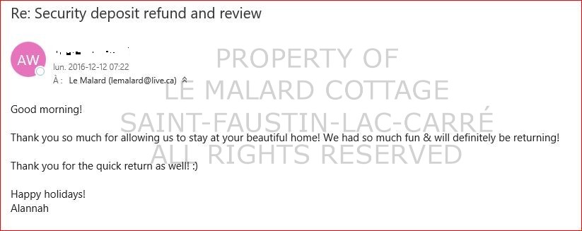 Testimonial | Le Malard Cottage