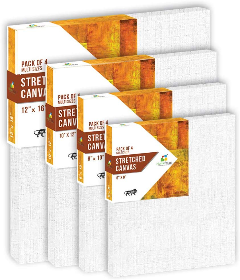 HomeStrap 8 Oz Primed Cotton Pre Stretched Canvas with Wooden Frame - Multi Size