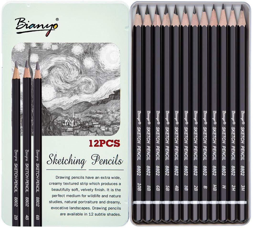 Bianyo Artist Quality Fine Art Drawing and Sketching Pencils (3H, 2H, H, HB, B,