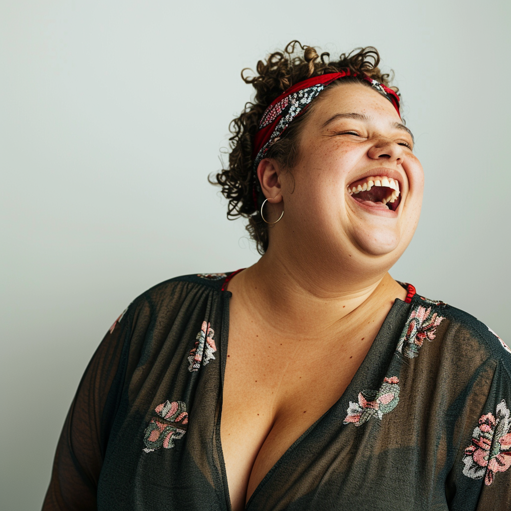 gross3439_A_portrait_of_an_overweight_woman_laughing_against_a__97c27756-91cd-4c48-9a28-d3