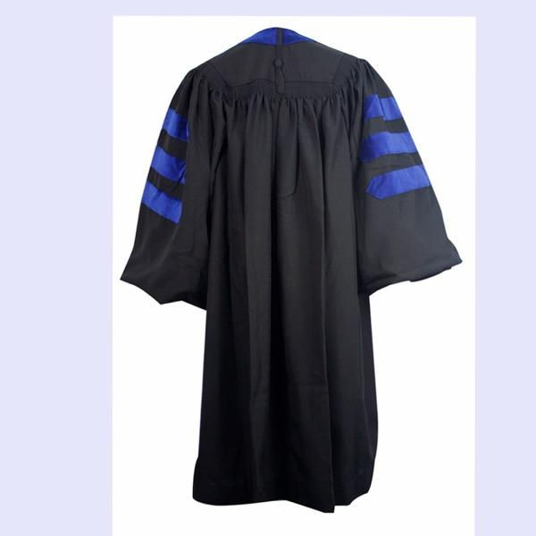 Thumbnail: Phd Black Gown With Royal Blue Velvet Bars