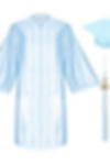 Light Blue Satin Graduation Gown, Cap And Tassel