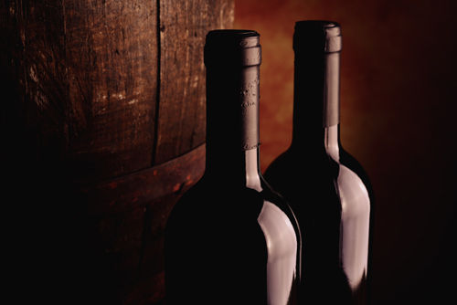 Botellas de vino tinto