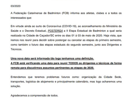 COMUNICADO IMPORTANTE
II ETAPA POSTERGADA