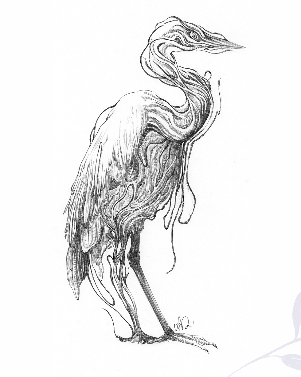 Mostruosa anomalia Airone che rappresenta l'esitazione