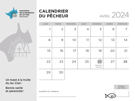 Calendrier du pêcheur 2025
