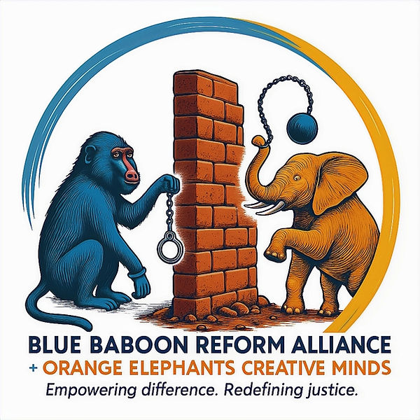 Blue Baboon Reform Alliance and Orange Elephants Creative Minds