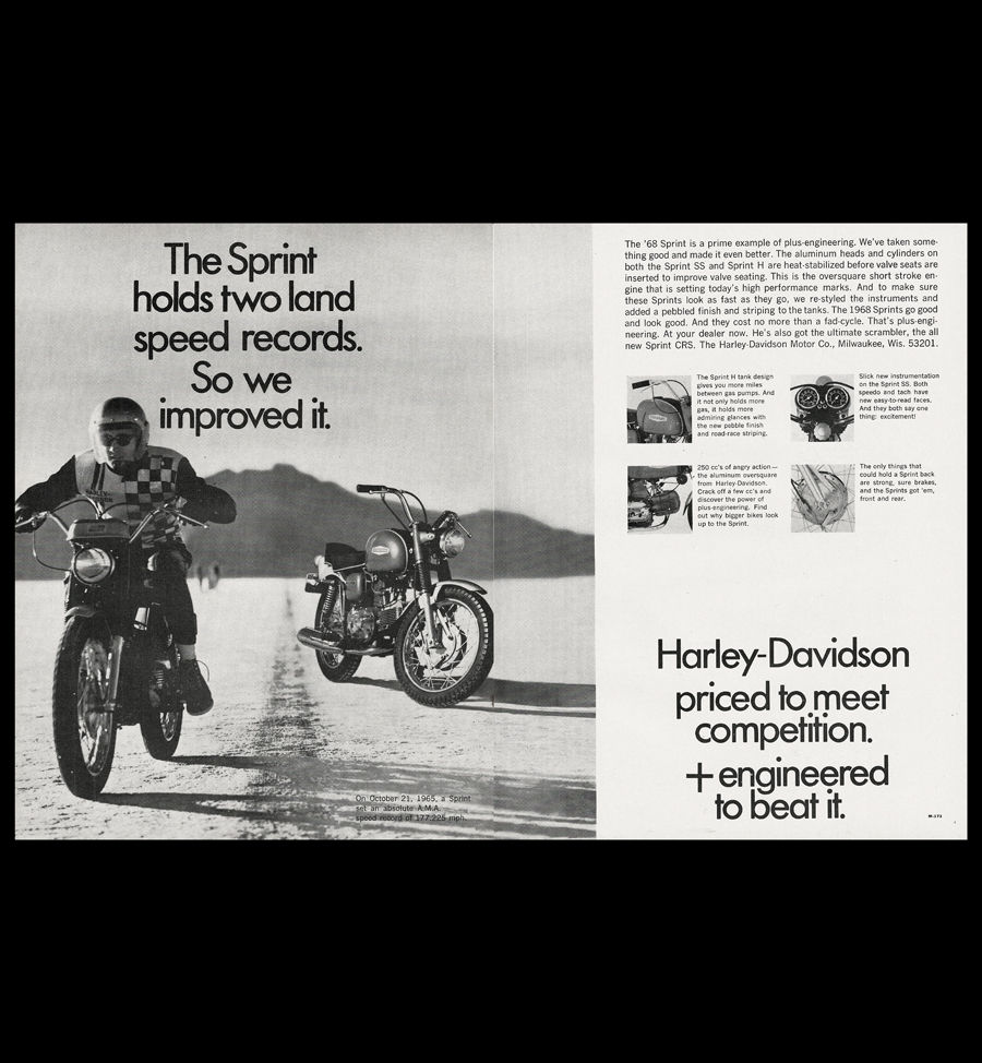 1968 Harley Davidson Sprint Motorcycle Original Magazine Ad