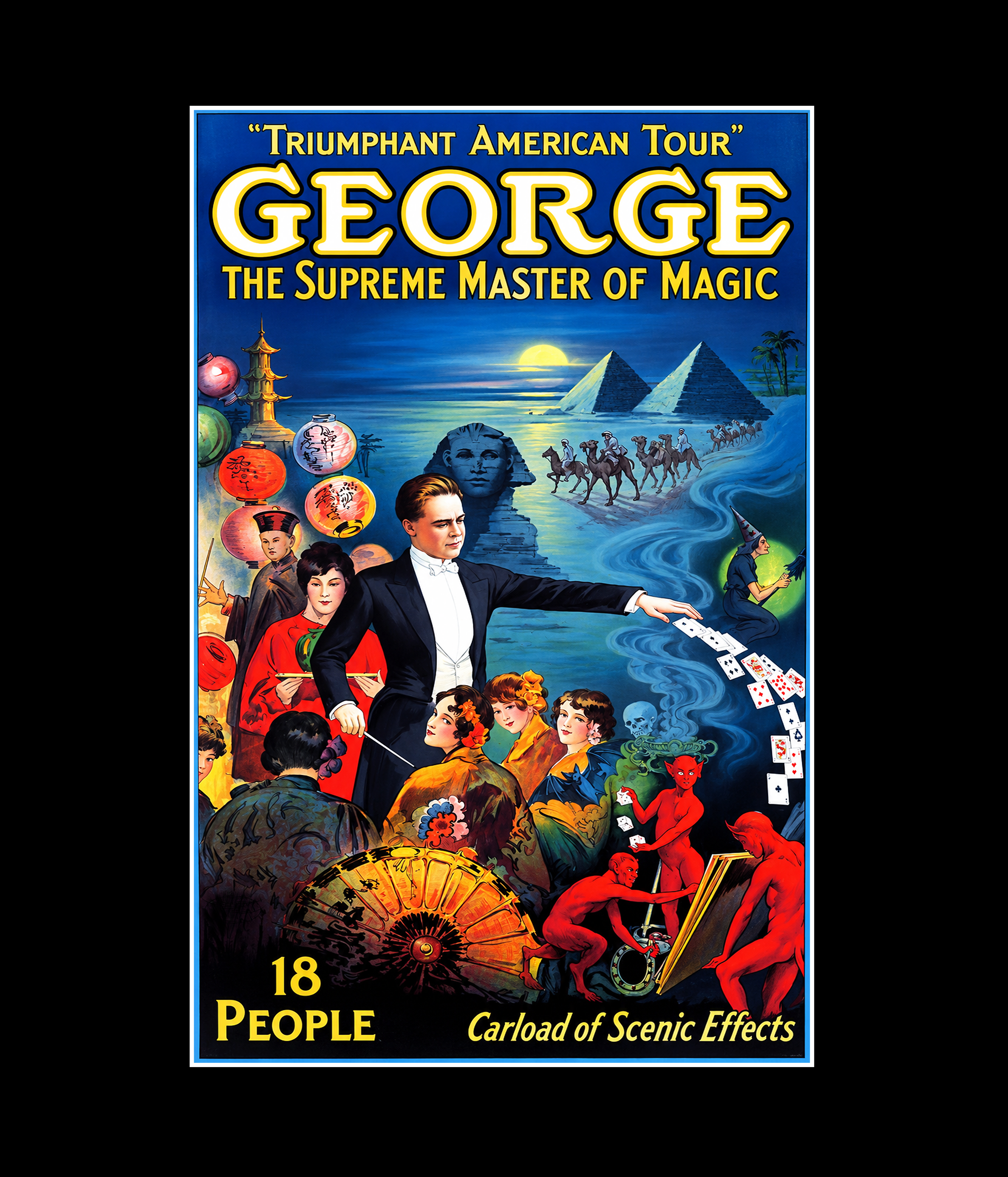 1900s "George The Supreme Master Of Magic" Magic Stage Show Poster Print