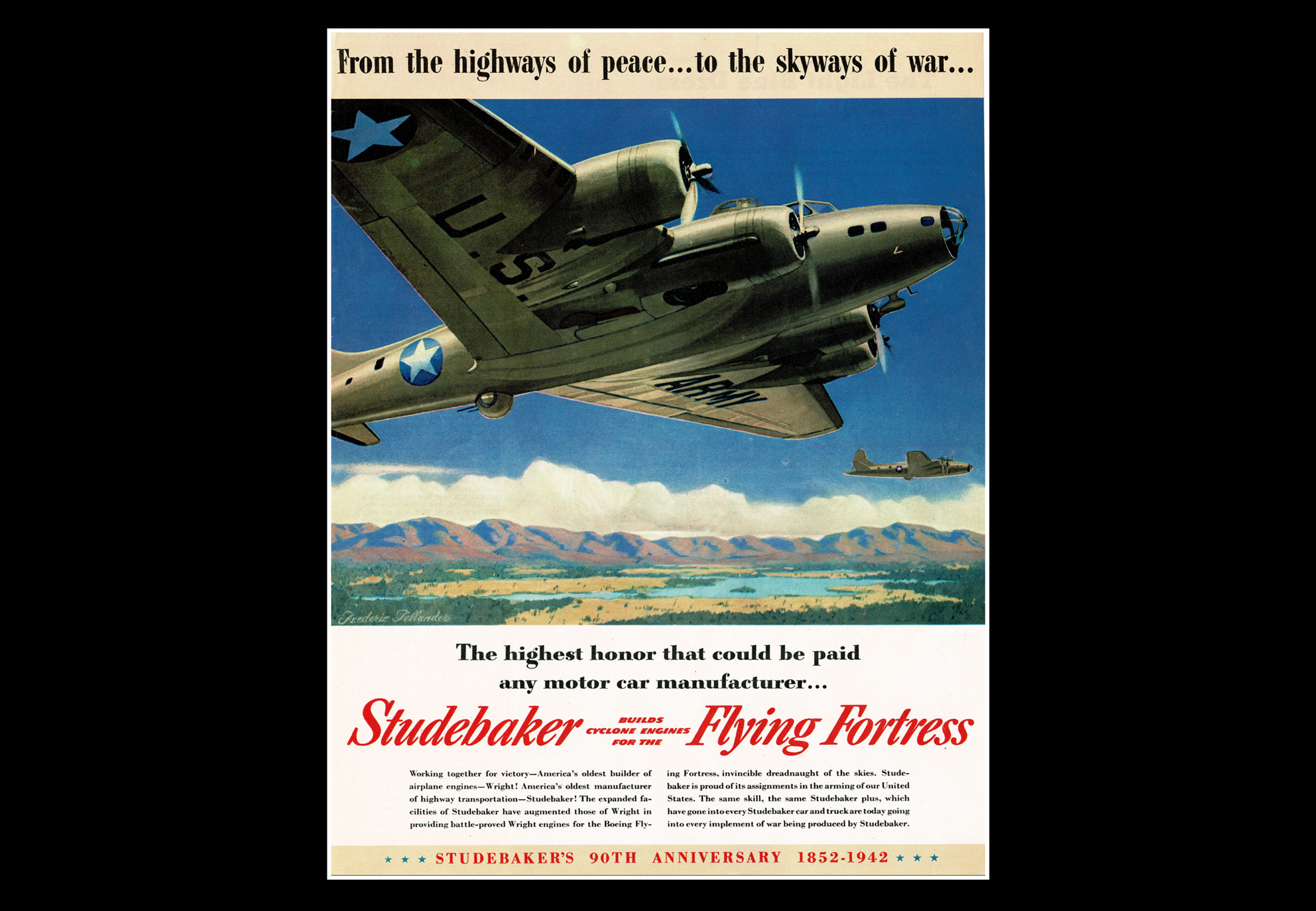 1942 Boeing B17 Flying Fortress World War 2 Original Magazine Ad