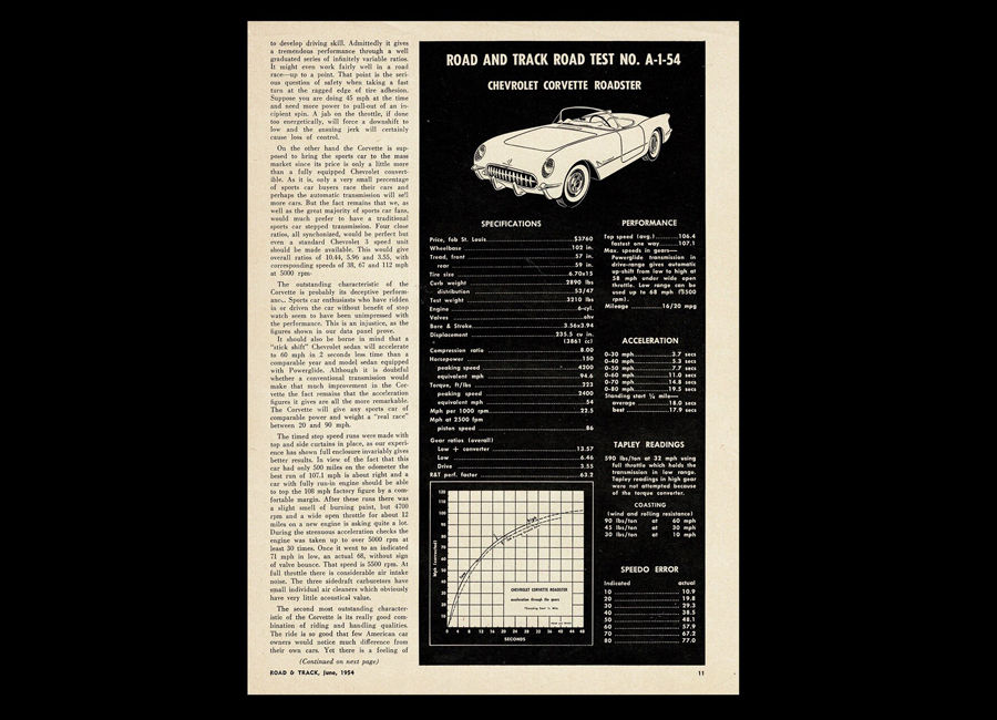 Thumbnail: 1954 Chevy Corvette Original Magazine Road Test