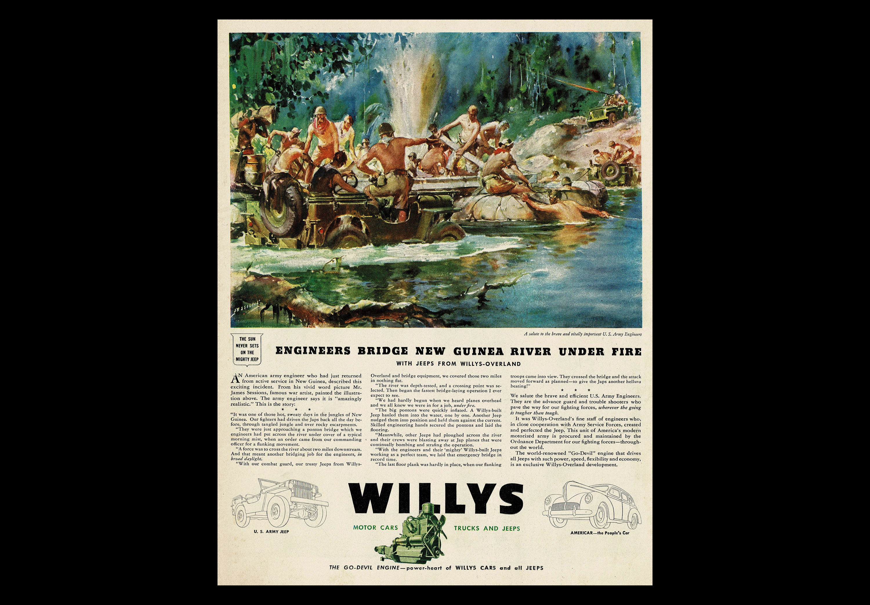 1943 Willys Jeep World War 2 Original Magazine Ad