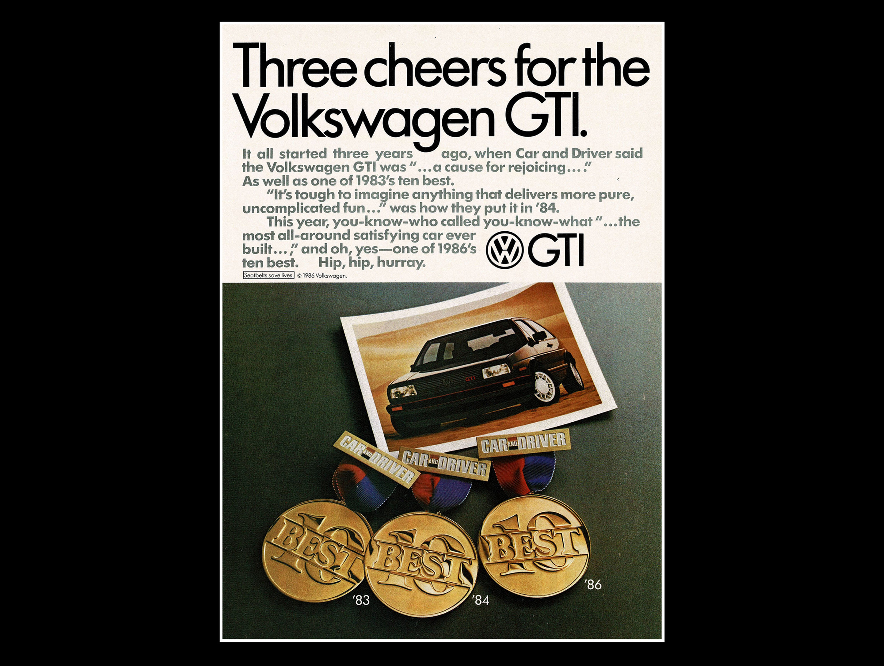 1986 VW Golf GTI Original Magazine Ad