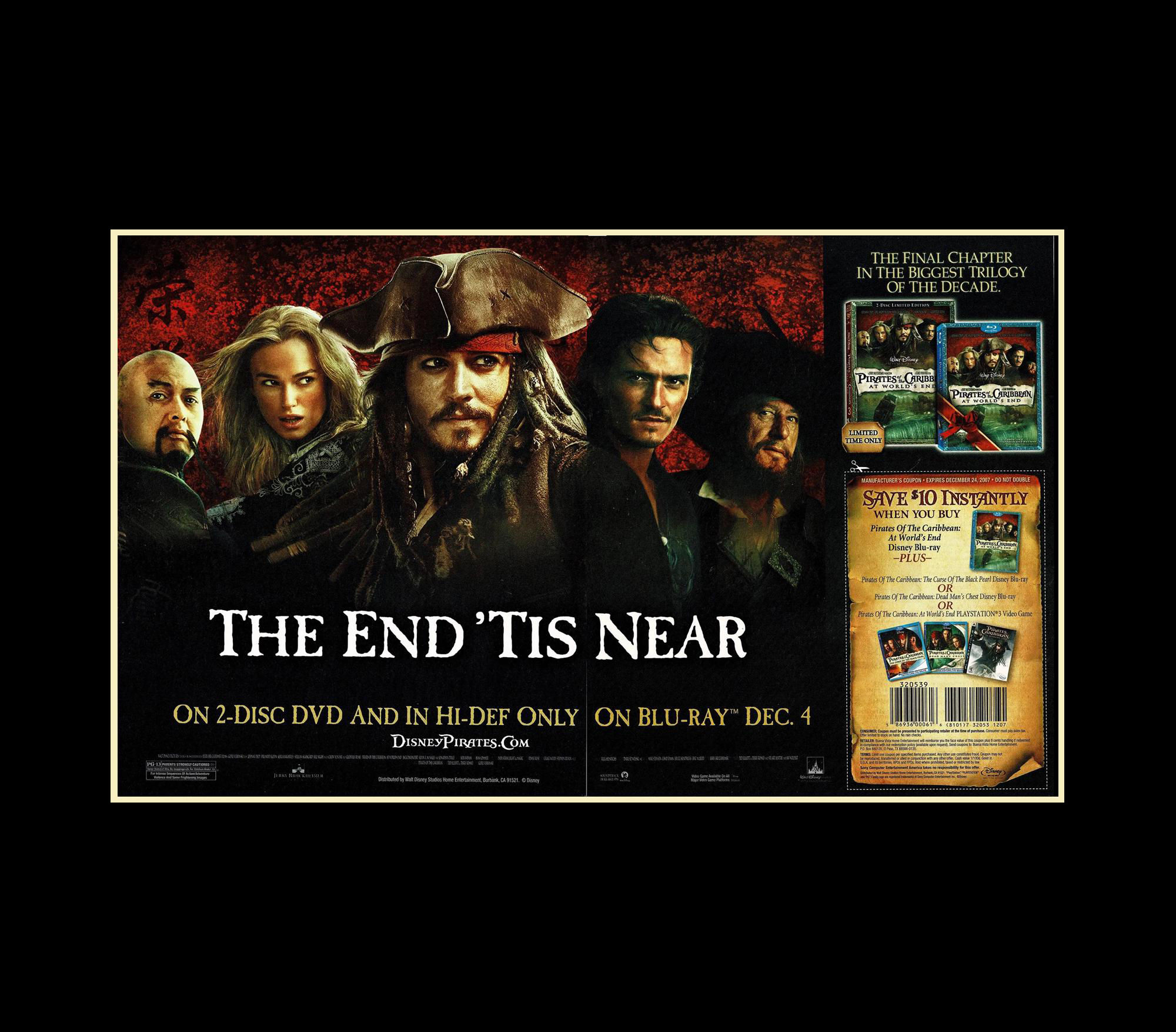 2007 Pirates Of The Caribbean "At World's End" Original Magazine Ad