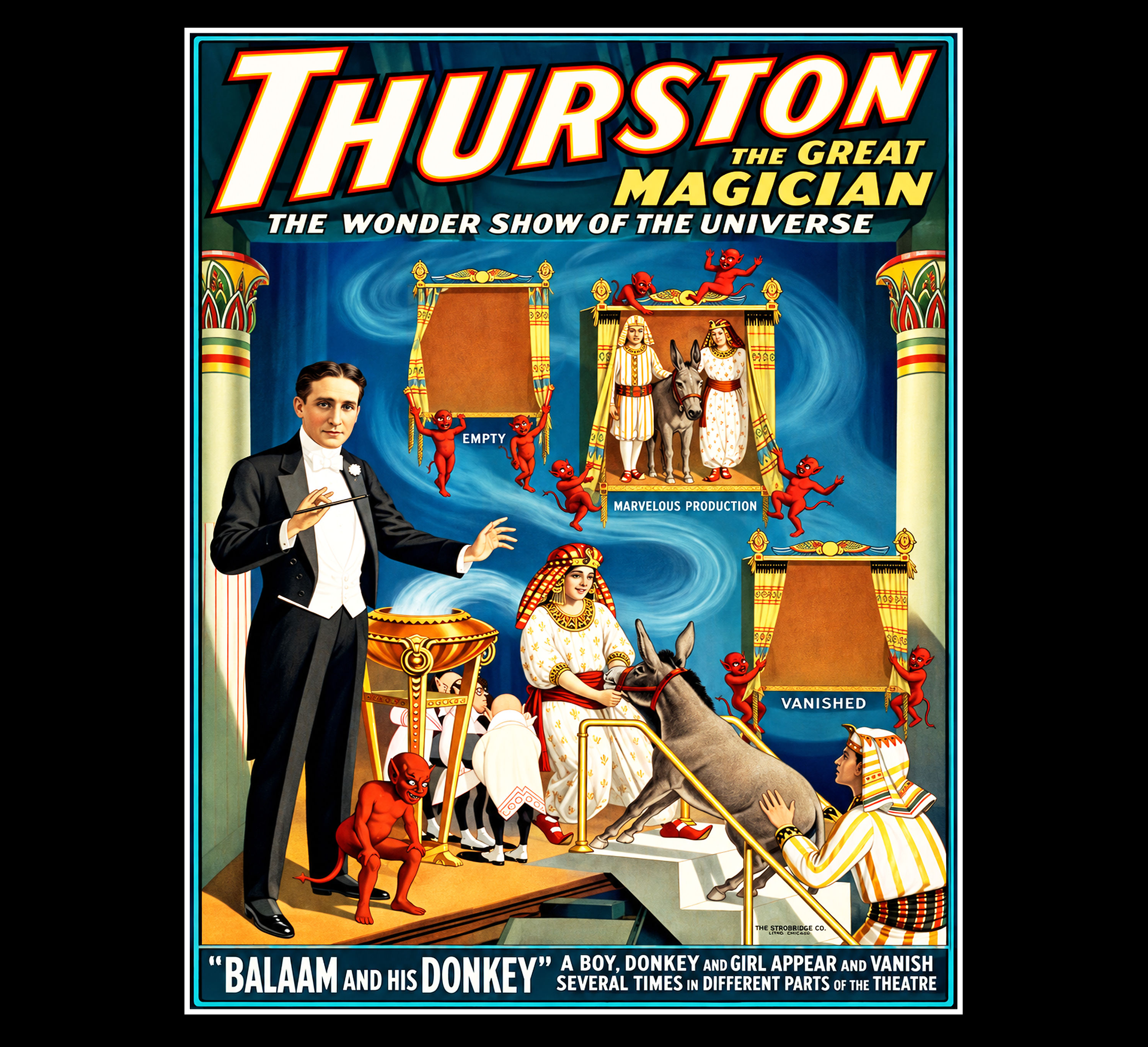 1900s "Thurston The Great Magician" Magic Stage Show Poster Print