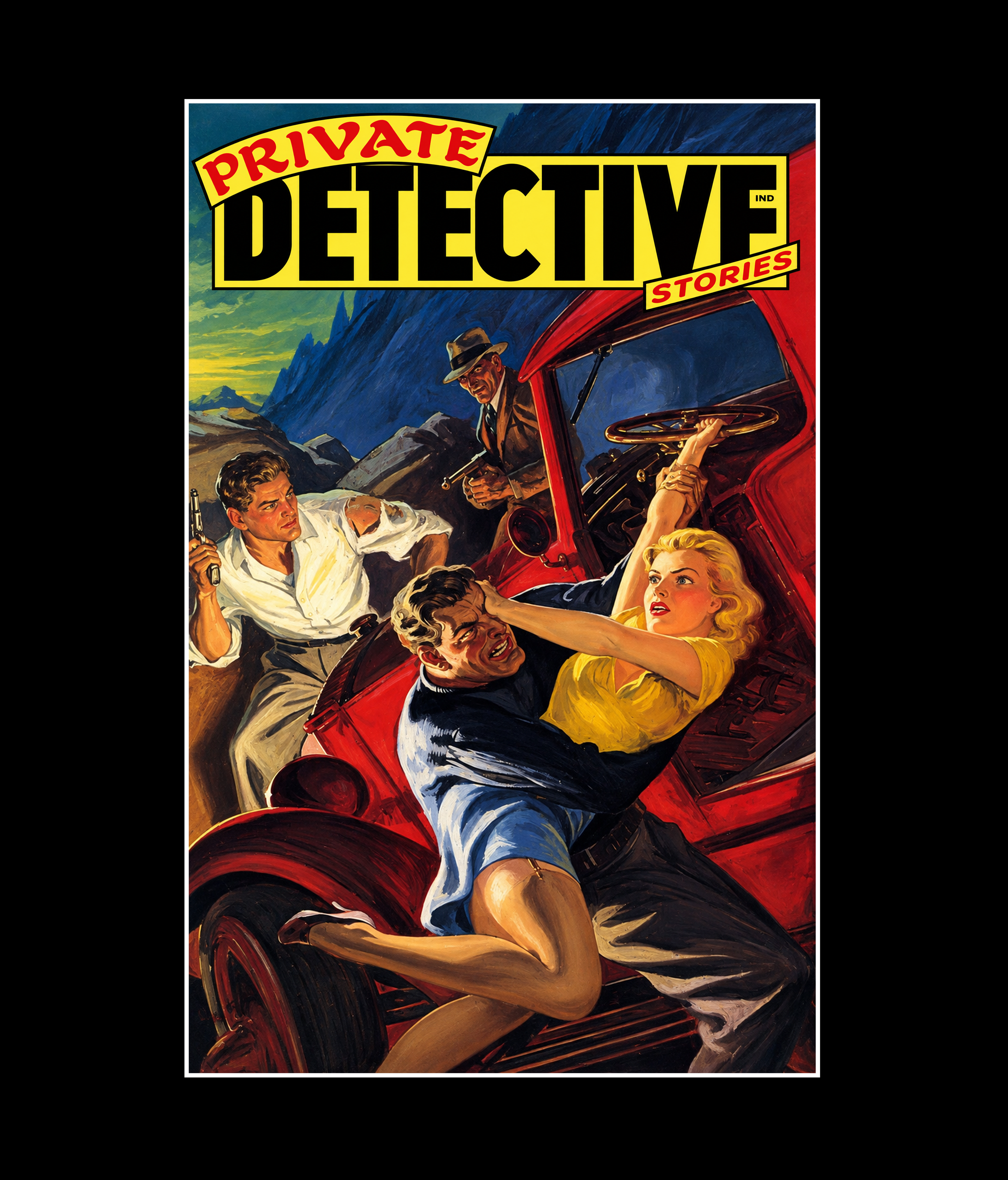 1940s "Private Detective Stories" Pulp Magazine Poster Art Print