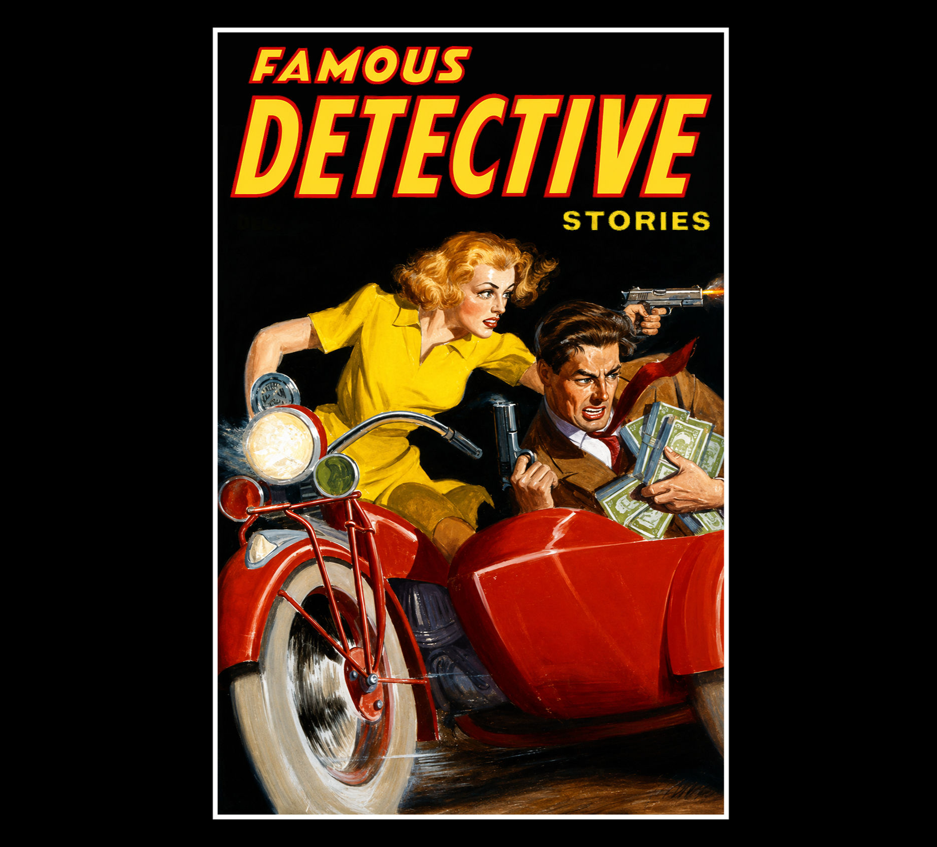 1940s Famous Detective Pulp Magazine Poster – Vintage Retro Art Print