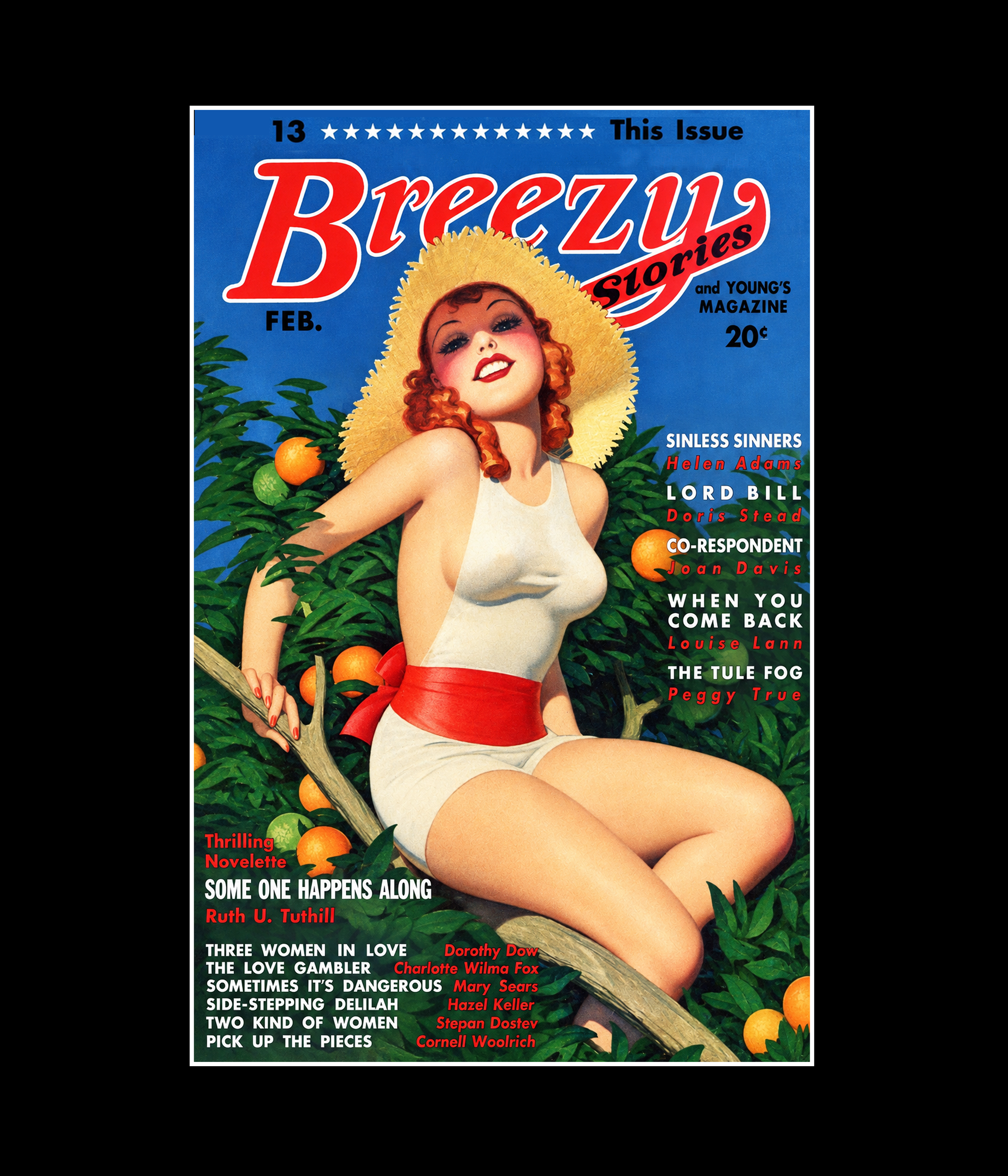 1930's "Breezy Stories" Pin Up Style Magazine Cover Poster Print