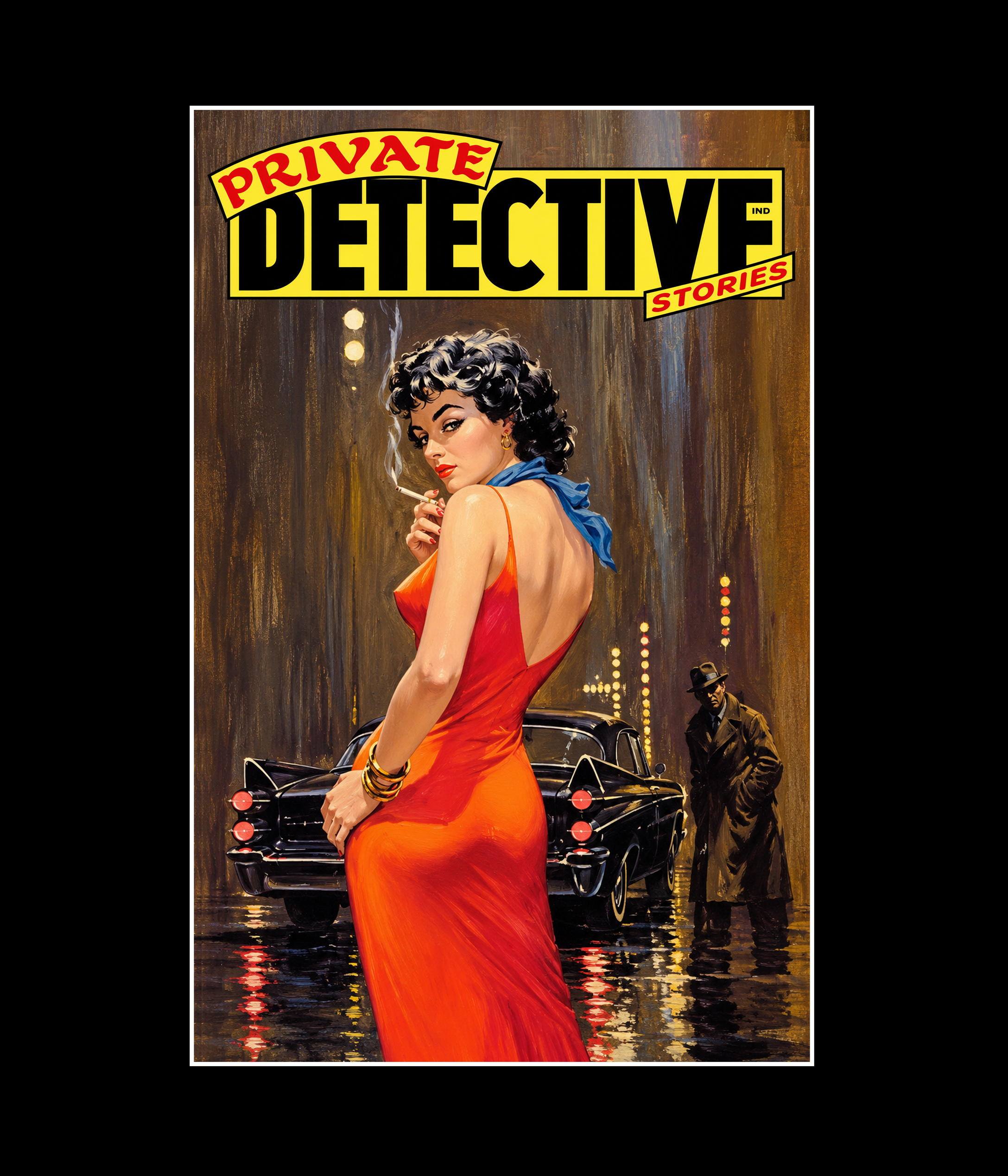 1950s "Private Detective Stories" Pulp Magazine Poster Art Print