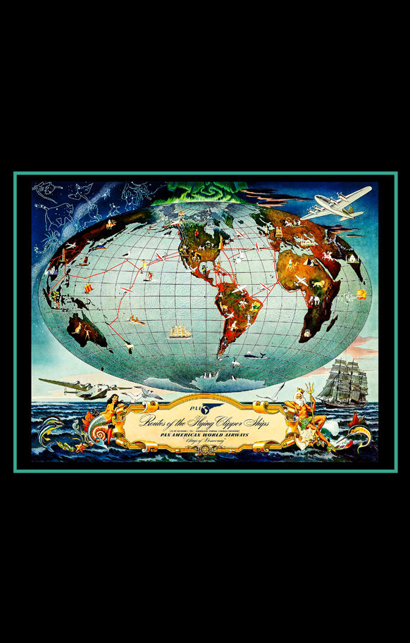 1930's Pan Am Clippers Airlines Vintage Ad Poster Print