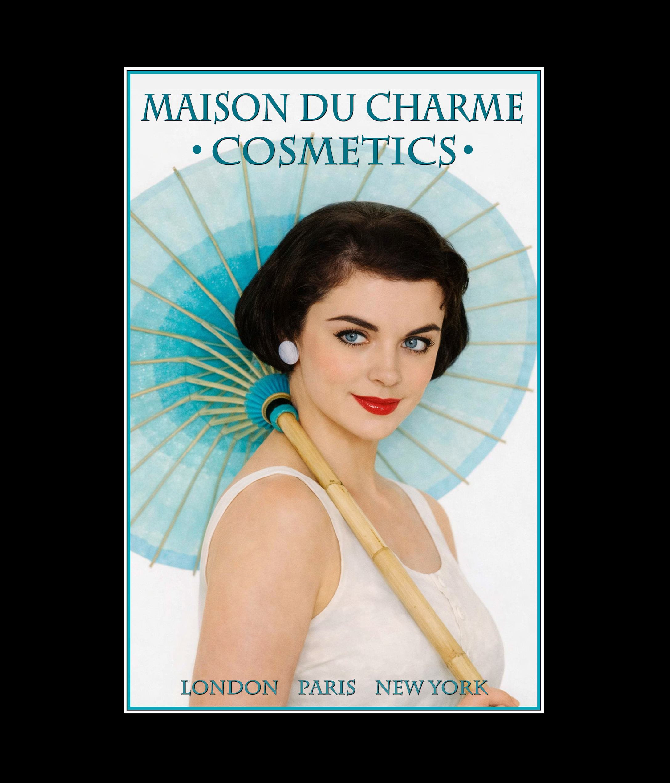 1950s Style “Maison du Charme” Cosmetics Retro Poster Print.