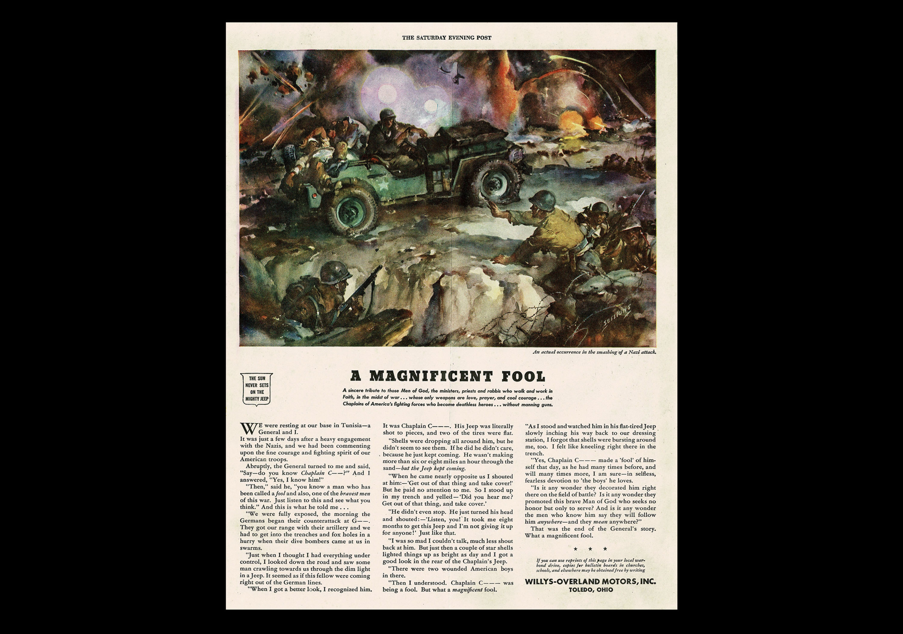 1943 Willys Jeep World War 2 Original Magazine Ad