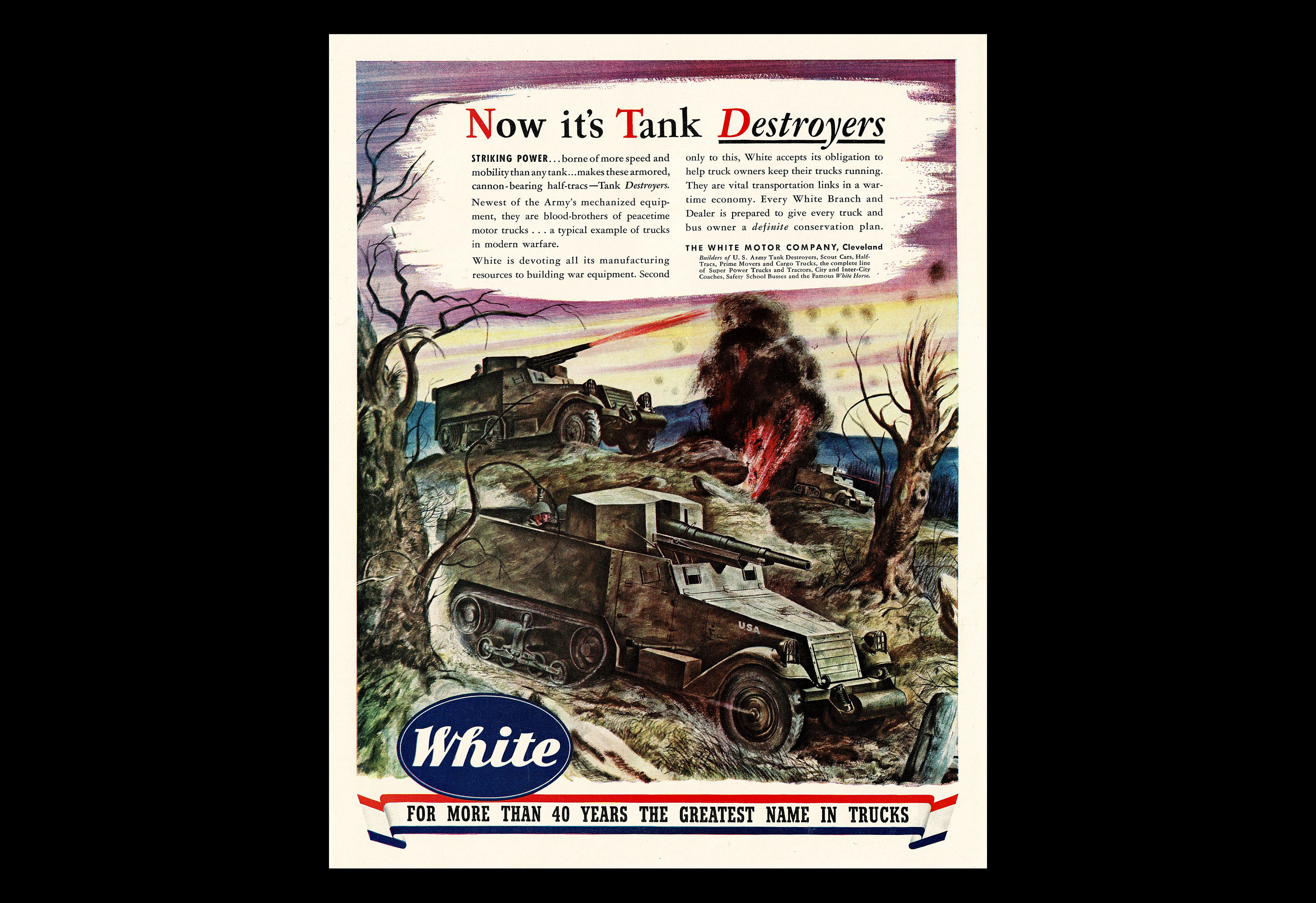 1942 Army Half-track World War 2 Original White Trucks Magazine Ad