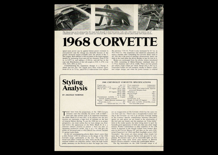 Thumbnail: 1968 Chevy Corvette Original Magazine New Model Introduction Feature Article