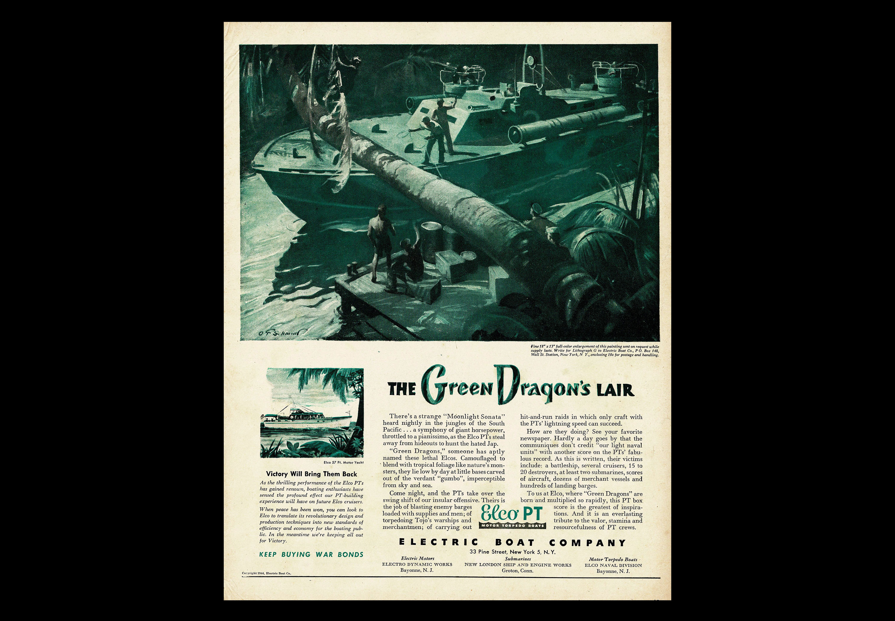 1944 Navy PT Boats World War 2 Original Magazine Ad