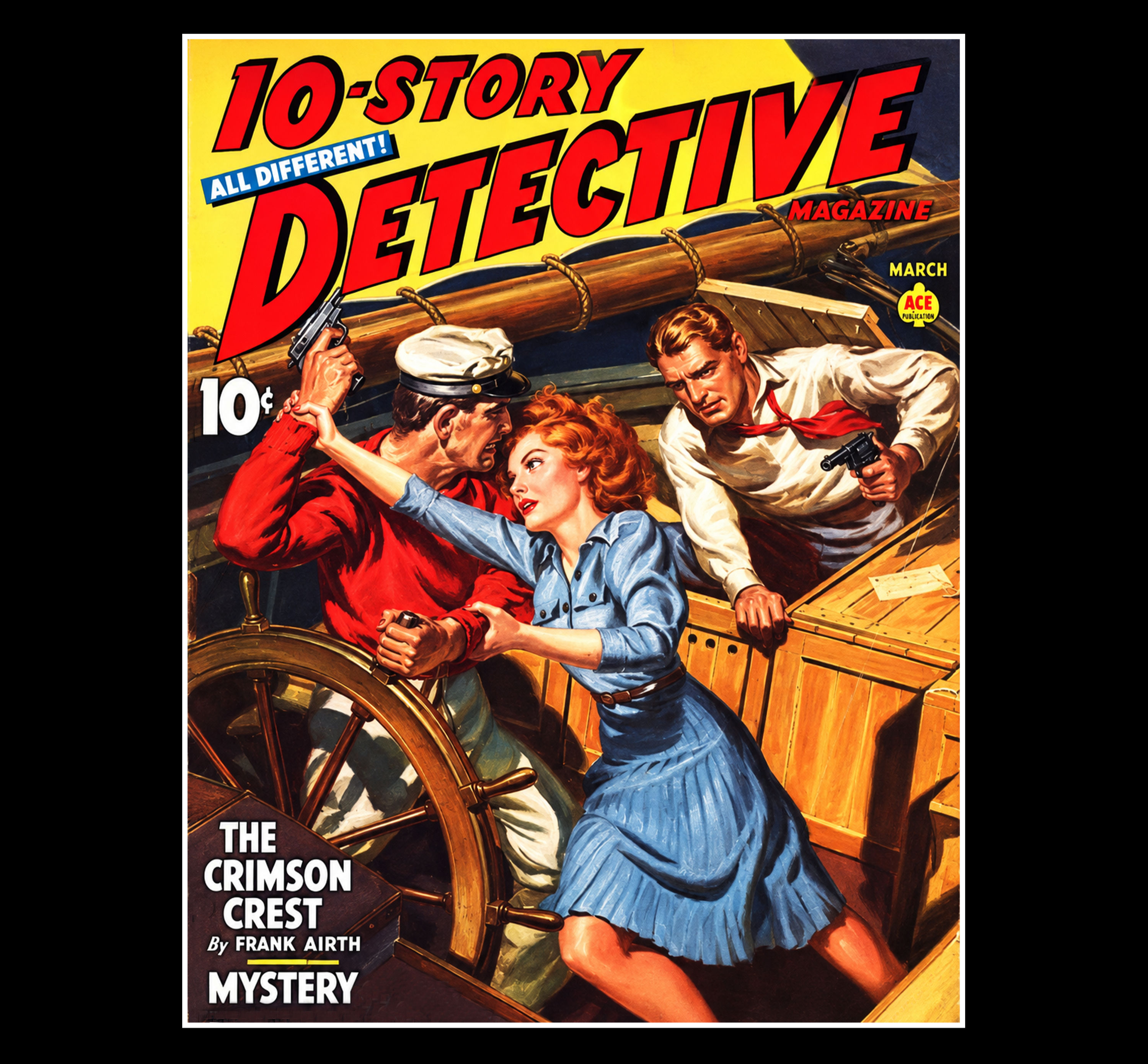 1930s "10 Story Detective" Pulp Magazine Poster Art Print
