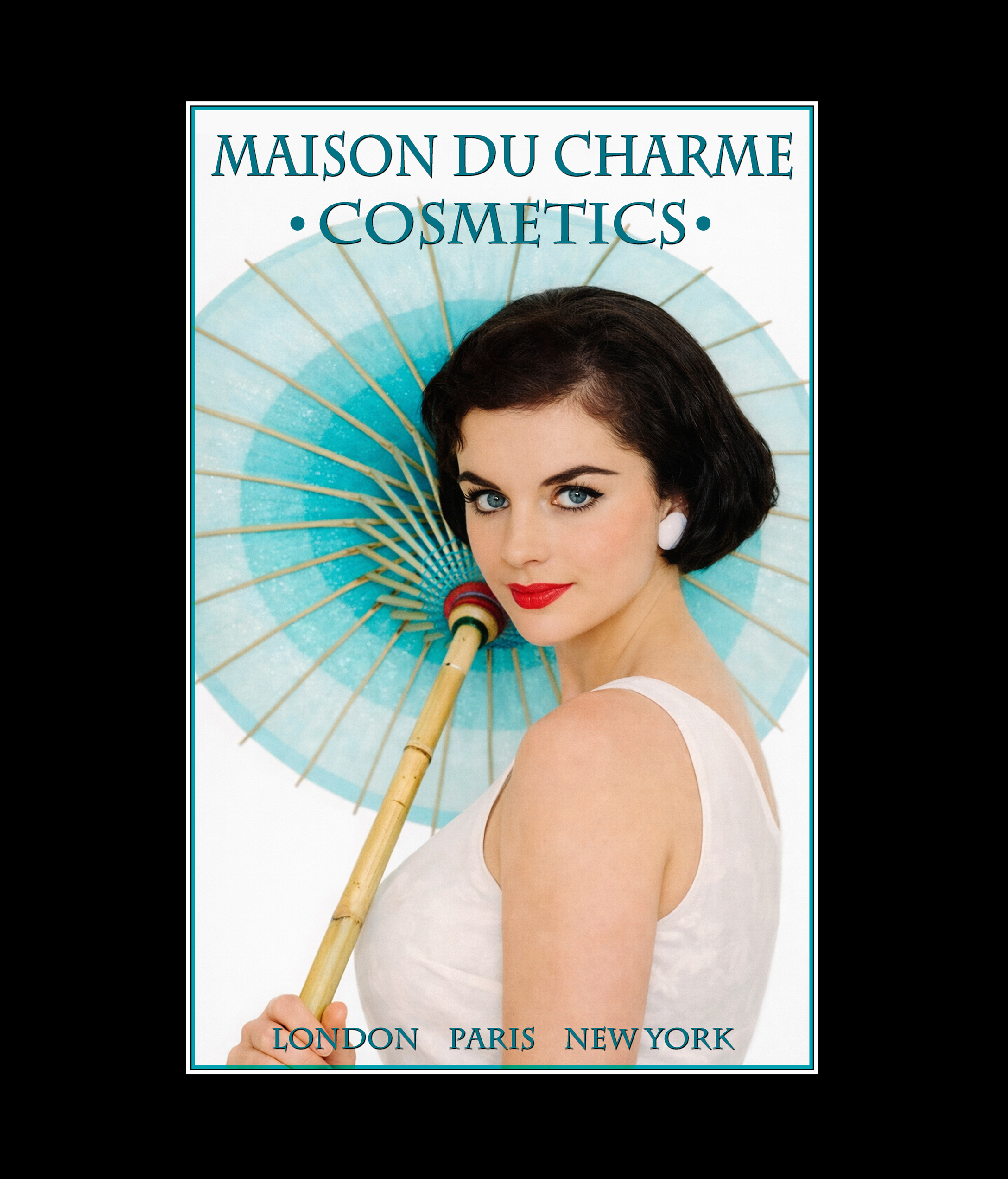 1950s Style “Maison du Charme” Cosmetics Retro Poster Print.