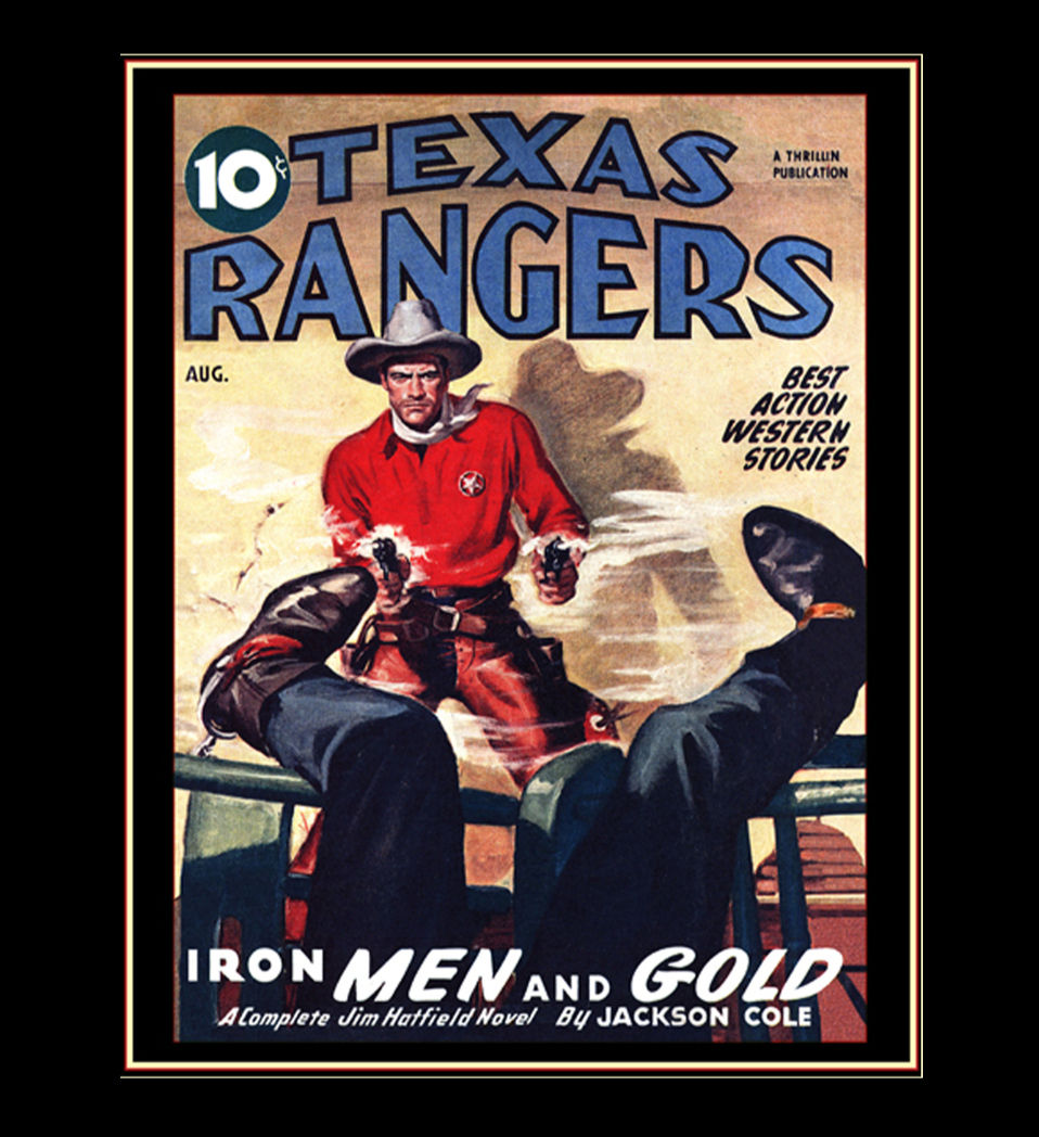 1940's Texas Rangers Pulp Magazine Retro Style Poster