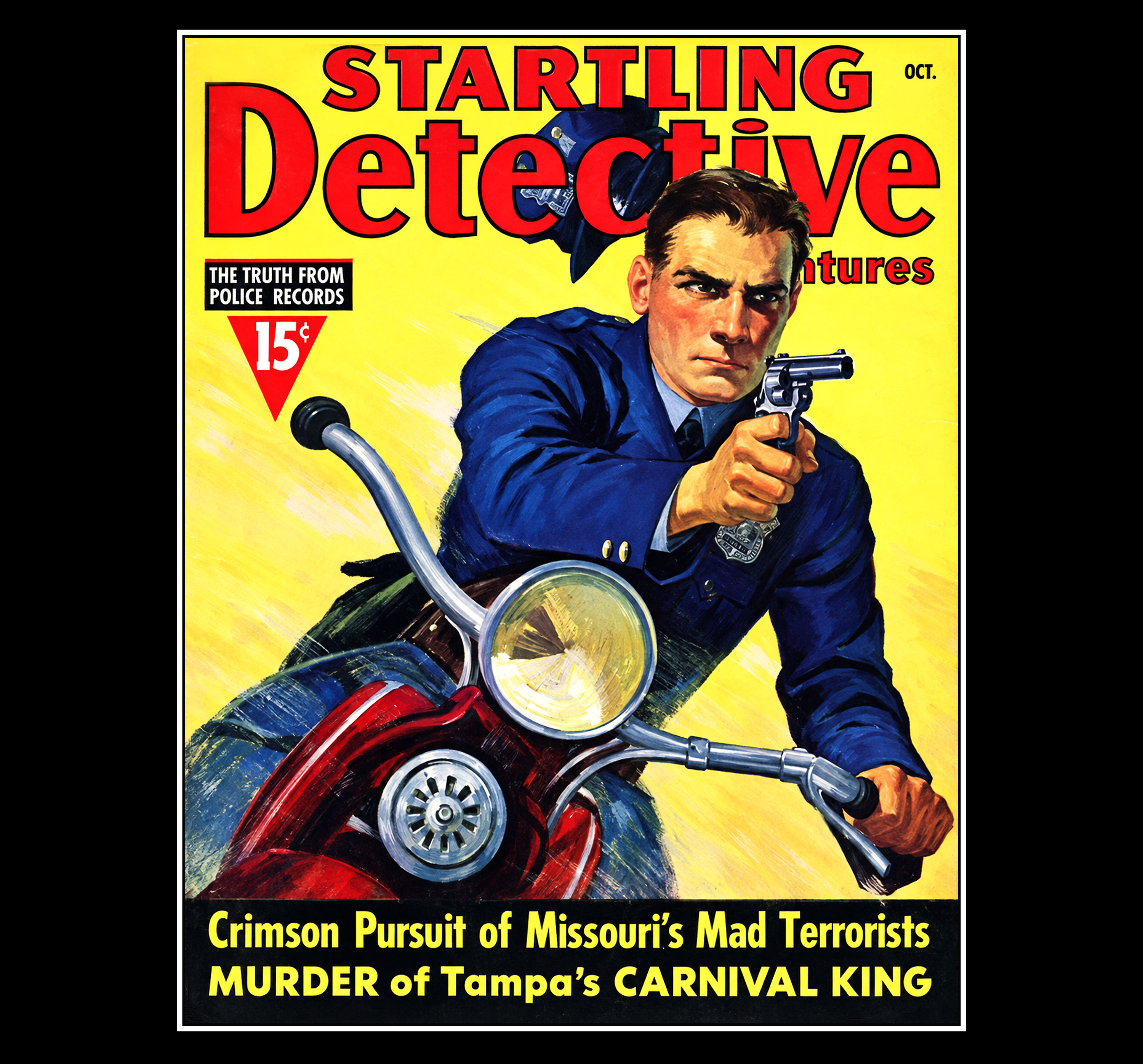 1930s "Startling Detective" Stories Pulp Magazine Poster Art Print