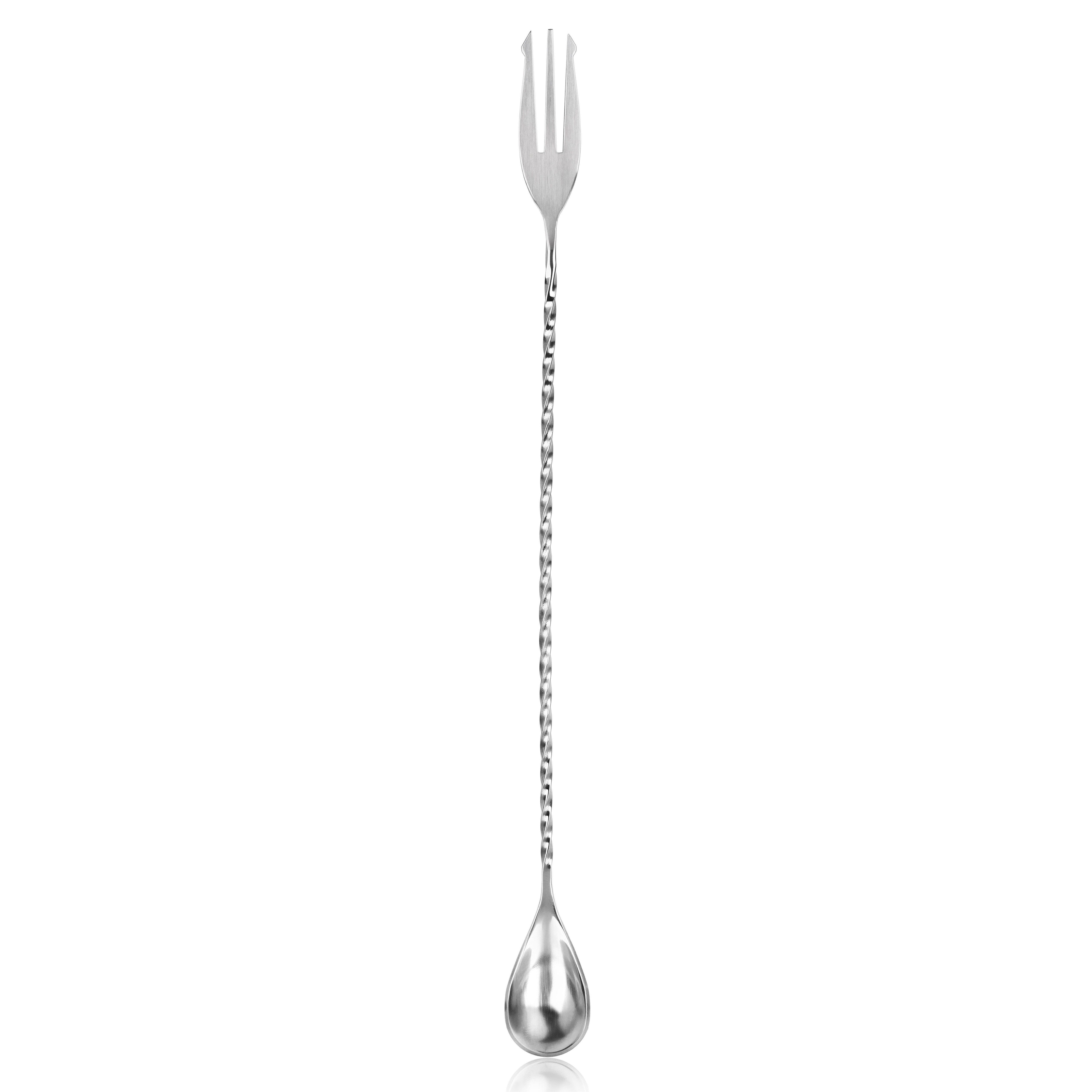 Stainless Steel Bar Spoon with Fork 12-1/4"L