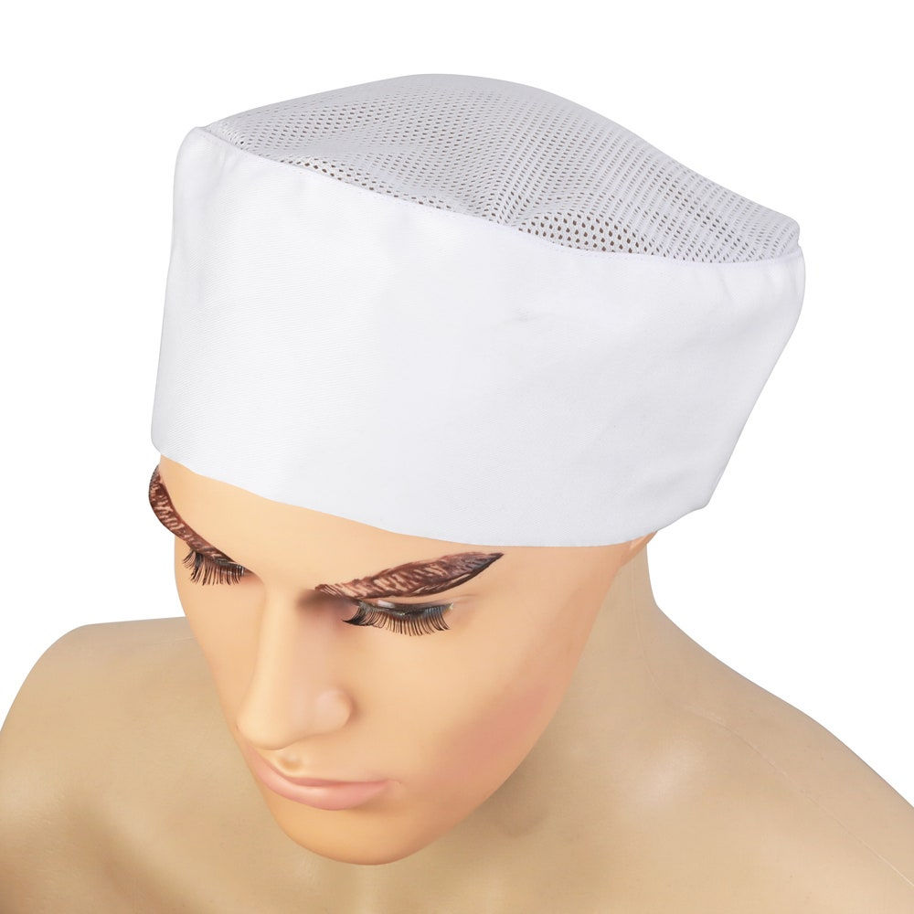 White Mesh Top Pill Box Hat - Regular Size