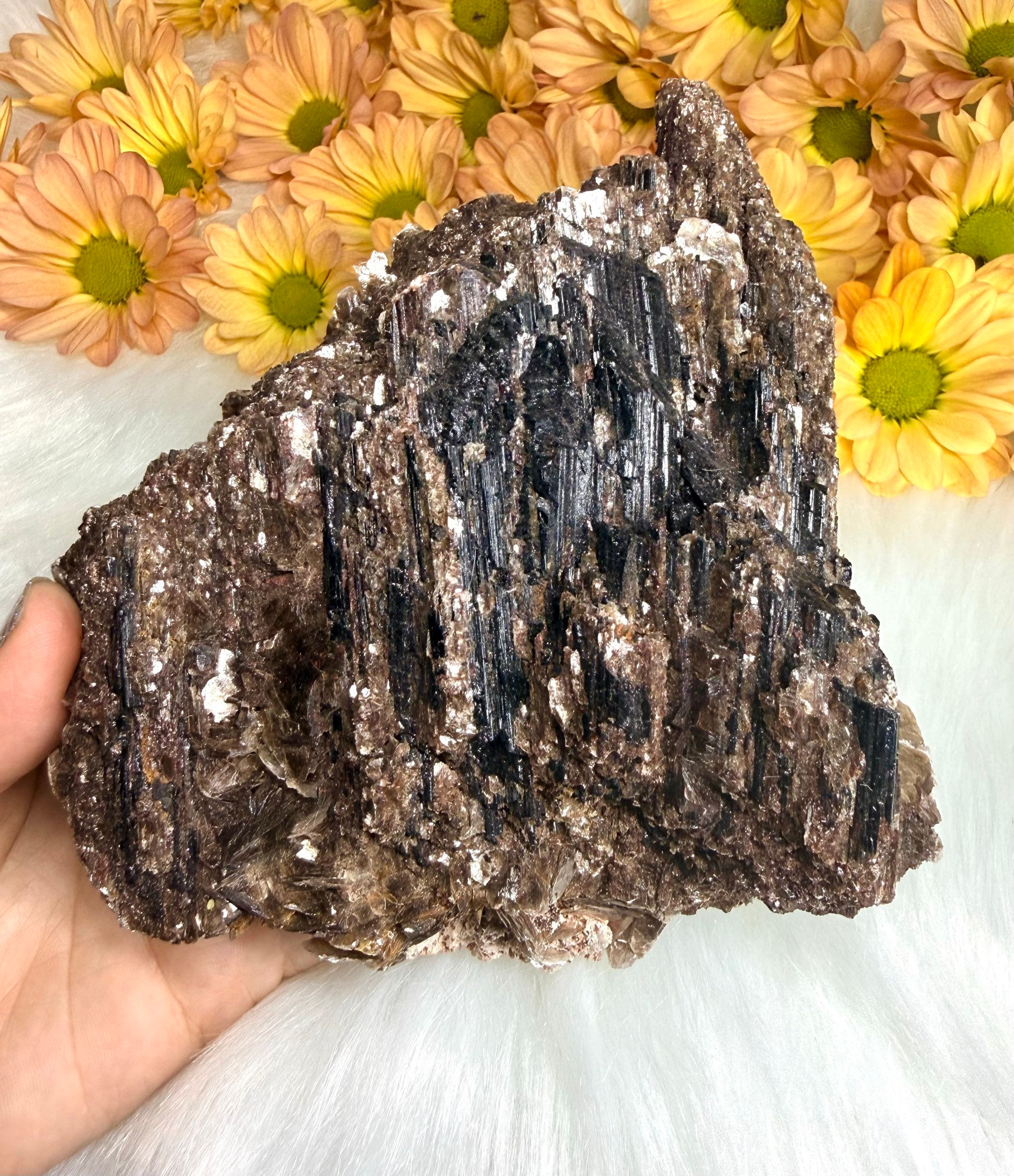 Raw Black Tourmaline with Mica Specimen
