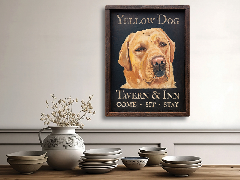 Thumbnail: Yellow Dog Tavern & Inn Sign Labrador Retriever Duck Dog Water Dog Reproduction