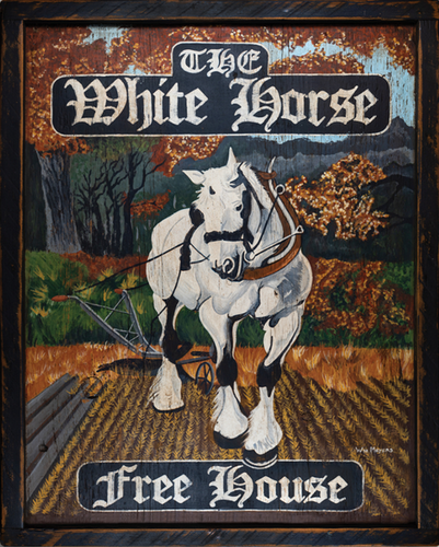 White Horse Antique Looking Vintage Tavern Pub Sign Work Horse Art
