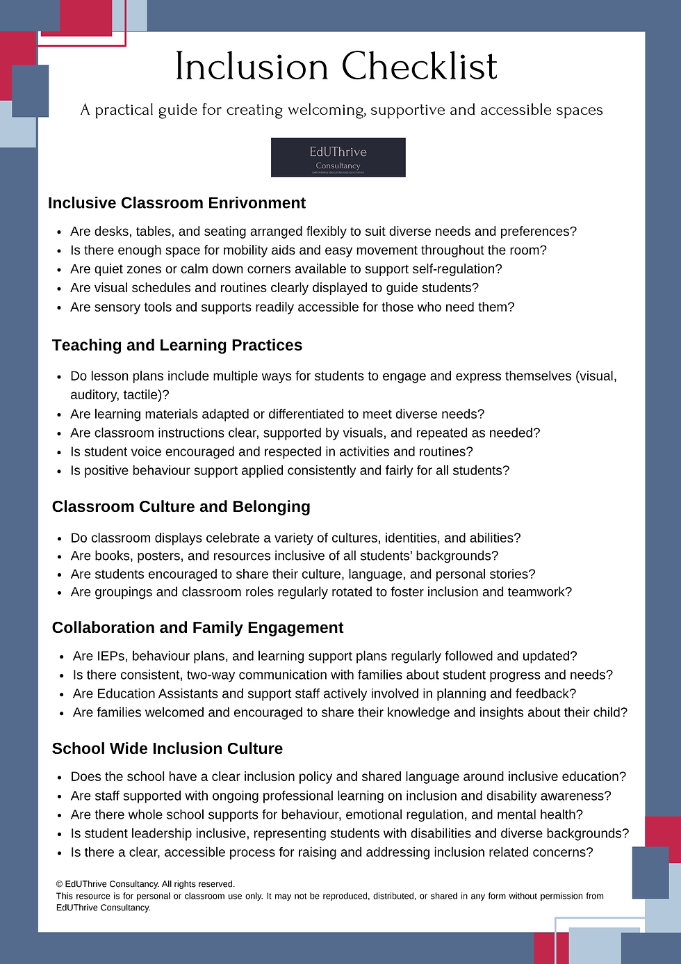 EdUThrive’s Inclusion Checklist