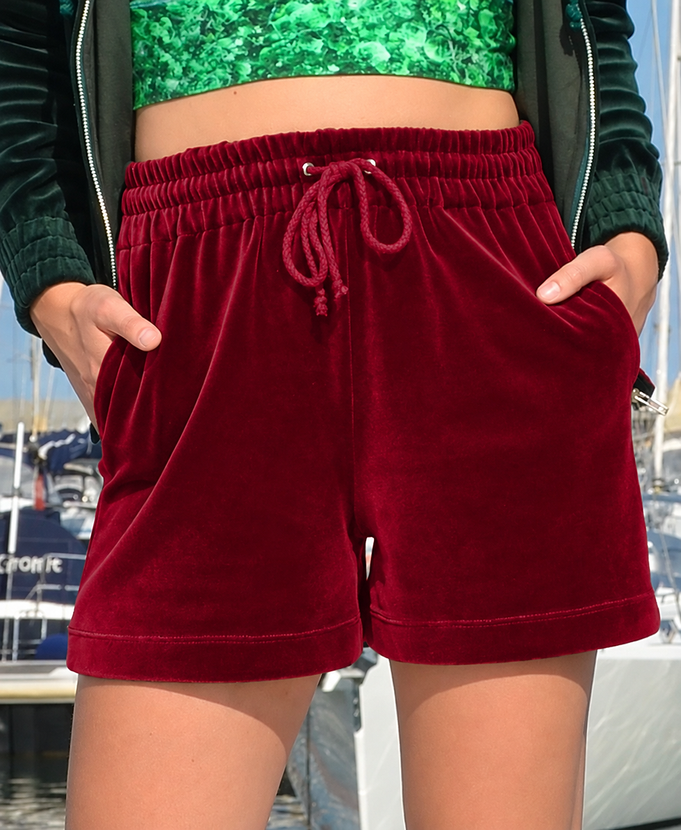 Velvet Lounge Shorts - RUBY RED VELVET