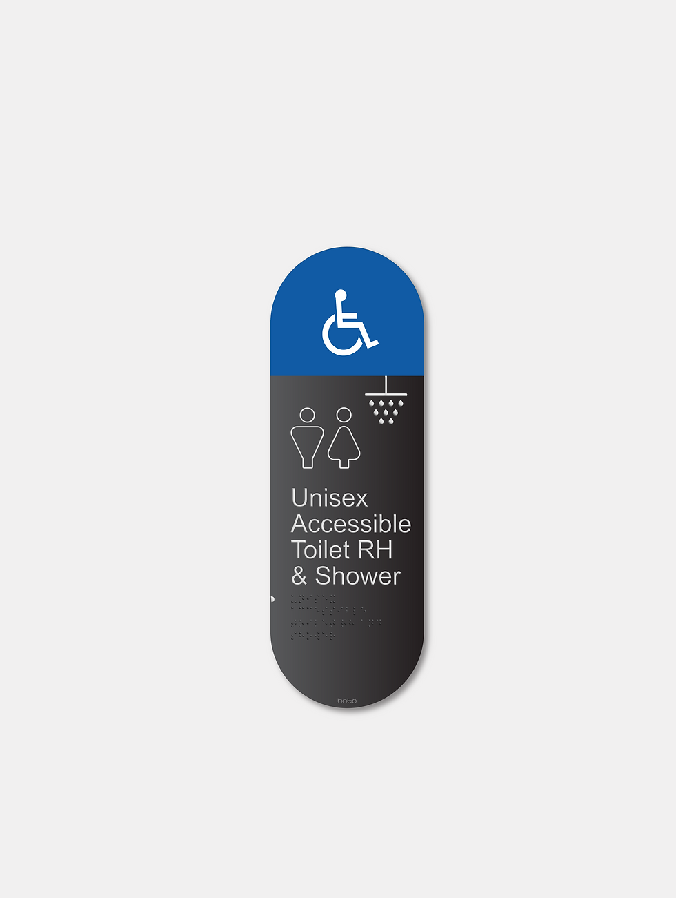 Unisex Accessible Toilet RH & Shower Capsule Sign – Tactile & Braille